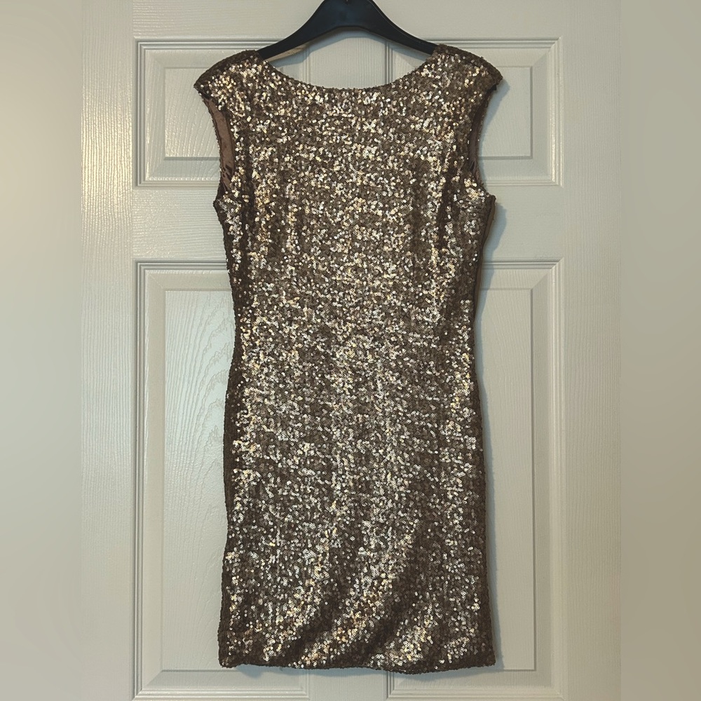 Esley gold sequined mini cocktail dress